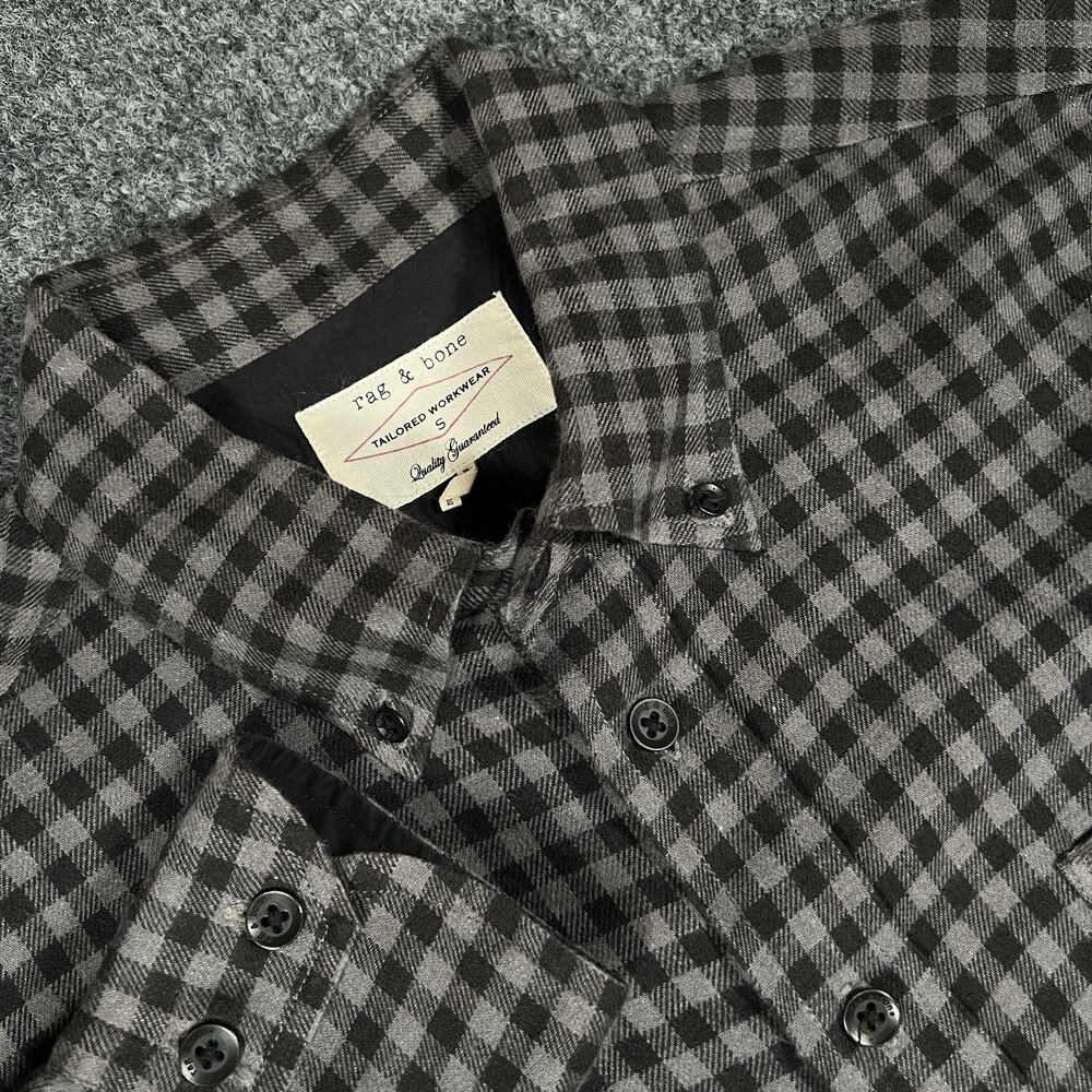 Rag & Bone Linen Blend Shirt Mens S Button Down Tailored Workwear Plaid